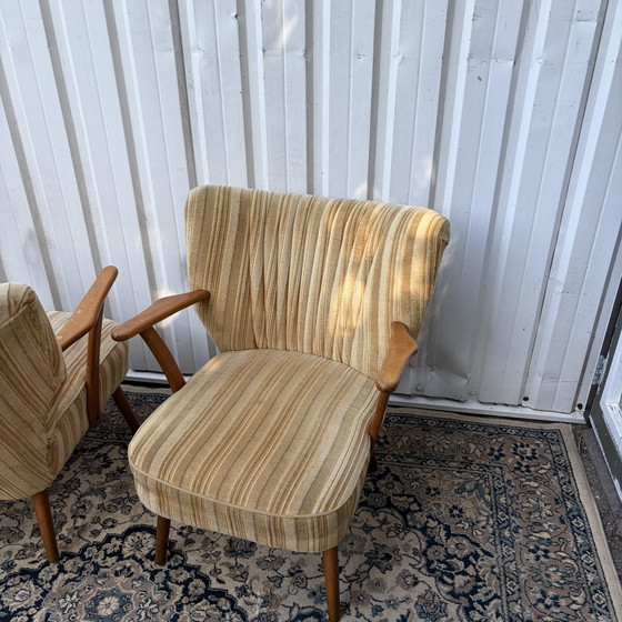 Midcentury Cocktail Armchairs – Textile, Wood (photo 4 of 7)