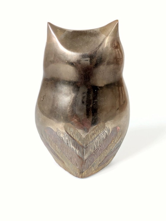 Image 1 of Statuetta vintage di gufo in metallo misto, ottone, bronzo, rame, artigianato indiano, anni '70