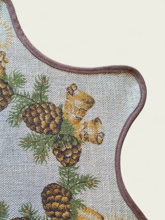 Image 1 of Zeldzaam vintage kersttafelkleed van Nagel Piepmatz – stervormig, jute, jaren 60/70