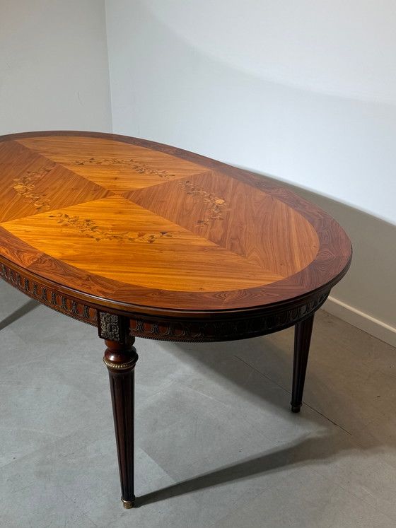 JP Ehalt Louis XVI Style Intarsien-Ausziehtisch – Esstische (photo 8 of 9)