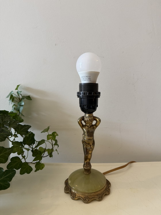 Image 1 of Brass table lamp with onyx base