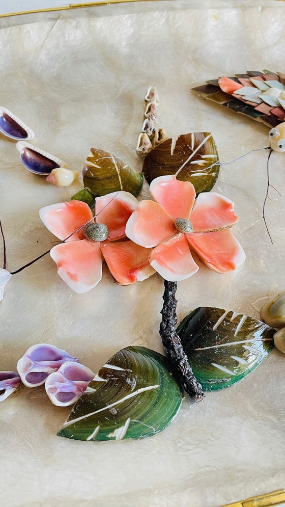 Image 1 of Vassoio vintage in madreperla e conchiglia