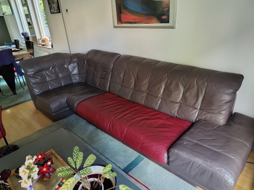 Rolf Benz BMP (Model AK 345) Modular Corner Sofa | 2-Seater, 3-Seater + Corner Element | Eclectic Grey & Red Leather