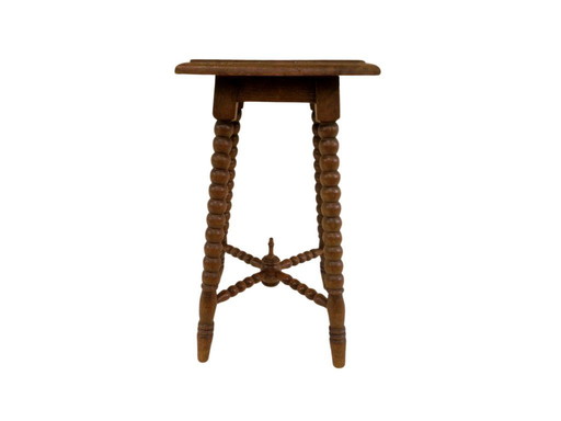 Rustic French Bobbin Plant Stand with Turned Legs