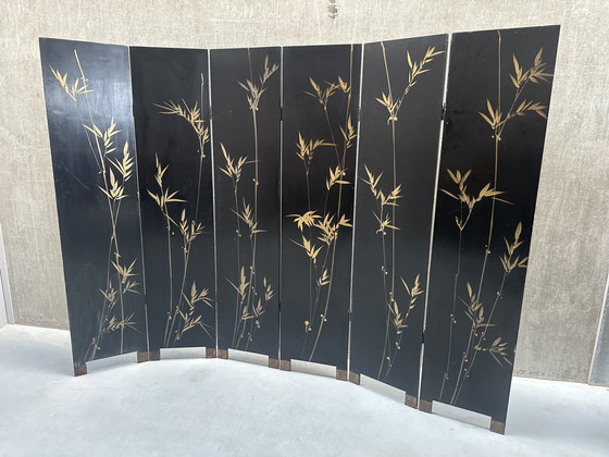 Image 1 of Paravento/divisorio per ambienti vintage giapponese dipinto a mano.