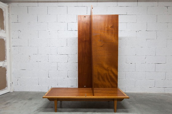 Image 1 of 1970s Scandinavian wardrobe with hanging space, shelf, mirror, 21x126cm, 2 doors