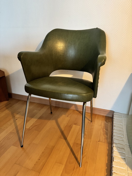 Sillón modernista de los años 60 en cromo y piel skai