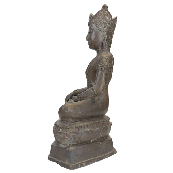 Buda coronado de bronce antiguo, Tailandia o Laos, siglo XIX – Esculturas, Bronze (photo 7 of 11)