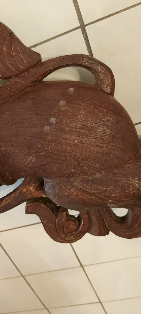 Image 1 of Statue chinoise en bois d'un chien Fô