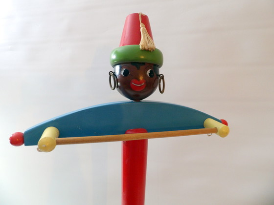 Image 1 of Vintage Wood "Moroccan boy with Fez" Child's Valet Made in France