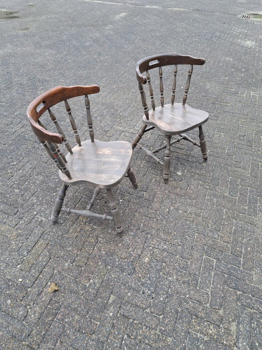 Juego de 2 sillas Windsor inglesas - Sillas con patas torneadas – eetkamerstoelen, Wood