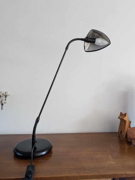 Lámpara de mesa vintage TPB negra, diseño posmoderno Memphis, Italia, años 80.