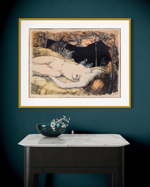 Léonard Tsuguharu Foujita - rare color lithograph - the dream - 1947