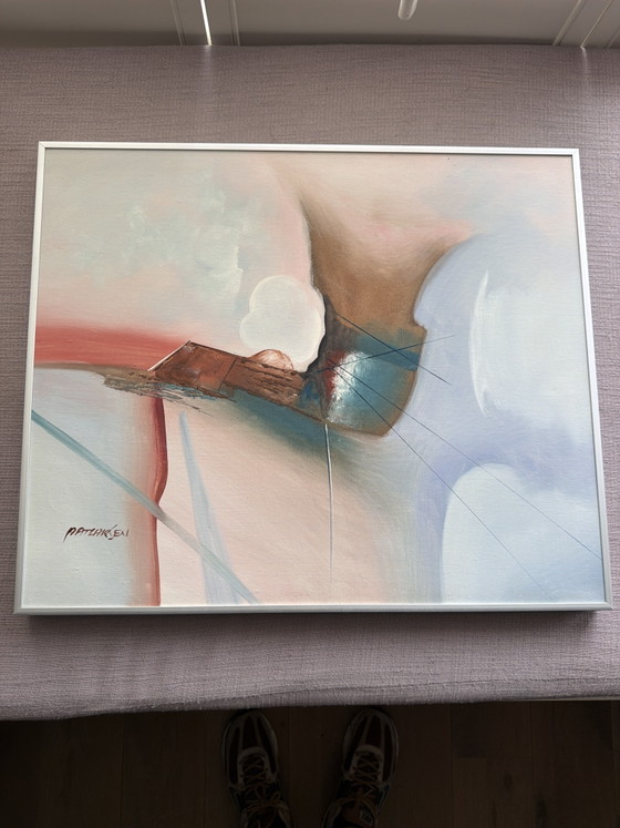 Peinture à l'Huile Abstraite Originale de Patricia Larsen (60x50 Cm) – Objets d'art, Canvas, Aluminium (photo 3 of 6)