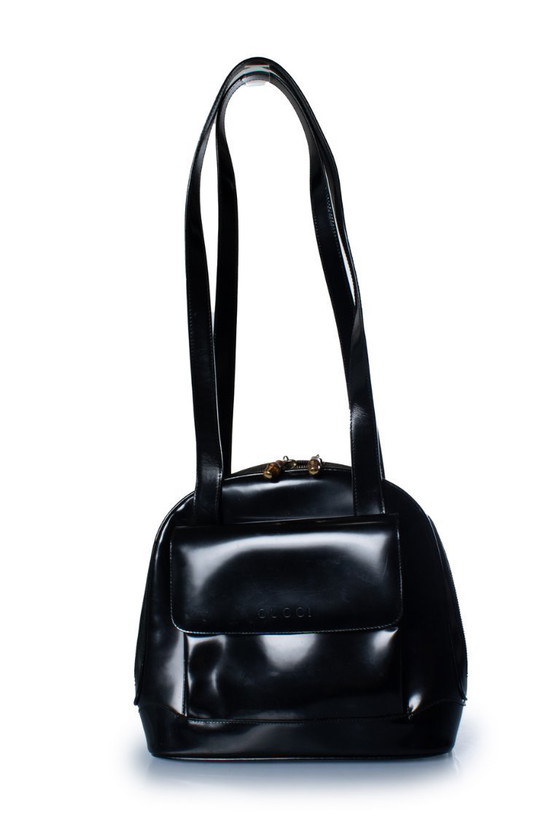 Bolso de bambú de piel brillante de Gucci en color negro. – Bolsos de hombro, Calfskin (photo 5 of 8)