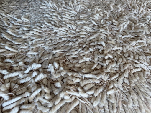 Alfombra grande de lana de pelo largo de 260x200 cm – Woolmark – Crema/Beige
