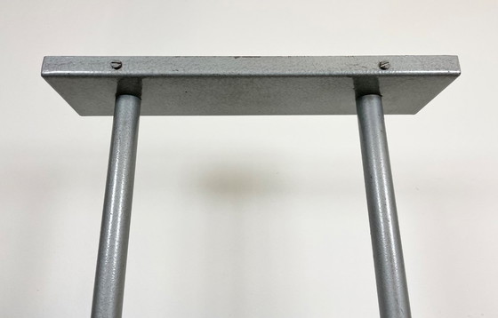 Image 1 of Grote vierkante, dubbelzijdige industriële fabrieksklok van Pragotron, jaren 60.