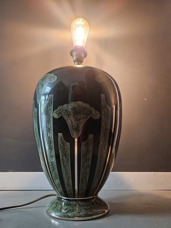Image 1 of Porzellan-Tischlampe im Art-déco-Stil von Louis Drimmer