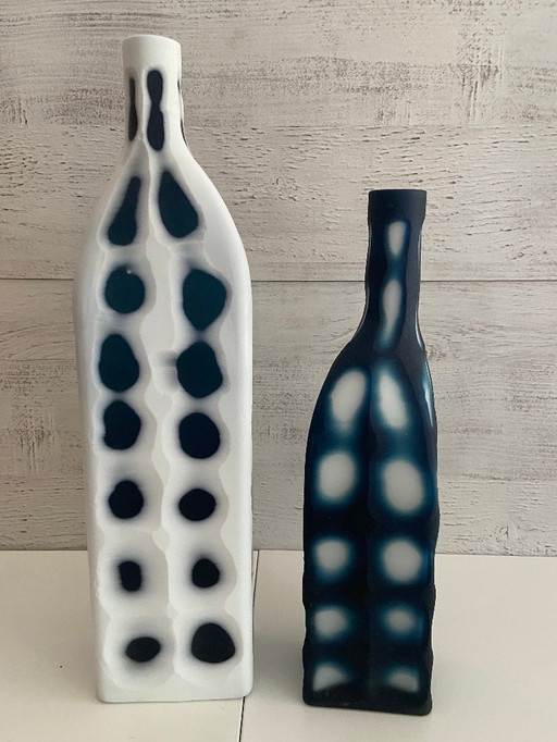 Zeitgenössisches Duo aus Vasen, Flaschen und Soliflores von KARE Design, Glas, Keramik, Kunst