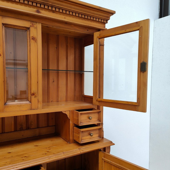 Image 1 of Vintage French Country Pine Buffet Cabinet Wall Cupboard Kitchen Cupboard
