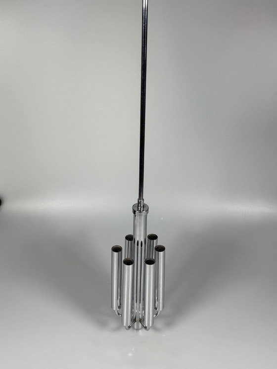 Image 1 of Kroonluchter uit de jaren 60/70 van Gaetano Sciolari voor Sciolari Chrome Design.