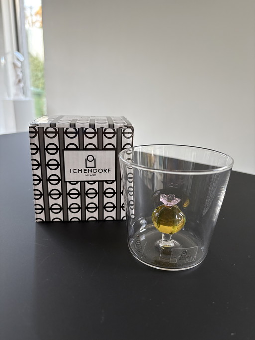 Ichendorf Milano water glass, yellow ball cactus with flower model