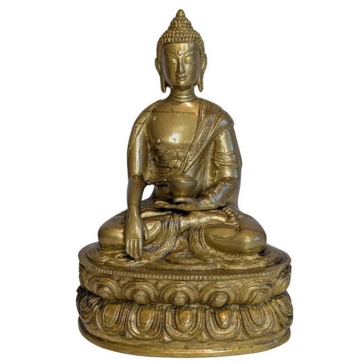 Bouddha tibétain antique en bronze doré – XIXe siècle - 087 – beeldhouwkunst, Gold