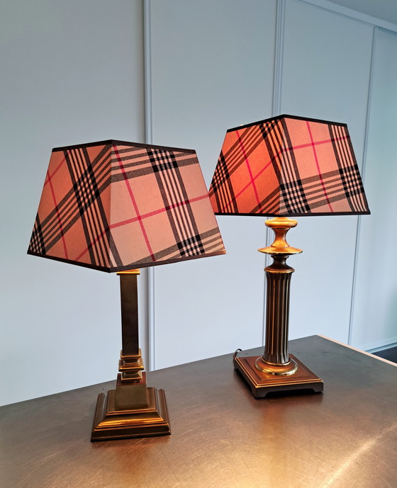 Image 1 of Lampada da tavolo a colonna in ottone