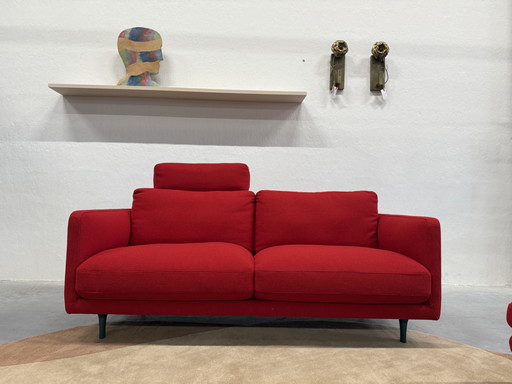 Pode Tweak Sofa 2x80 Inkl. Fußhocker Hallingdal Stoff Rot