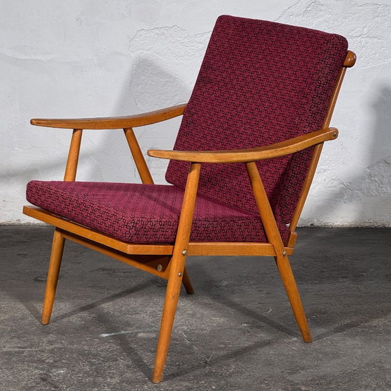 TON Stil Buchenholz Sessel, Paar, 1960er Jahre – Textile (photo 11 of 11)
