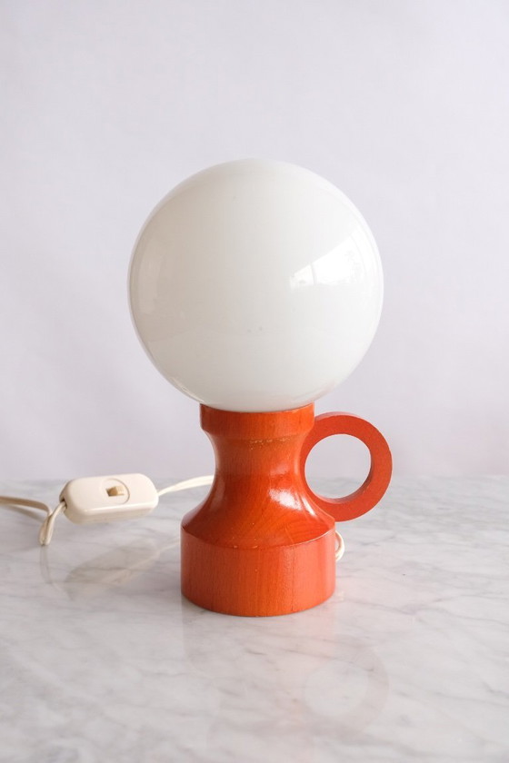 Image 1 of 2 lampes vintage en bois et verre