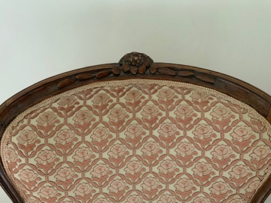 Image 1 of Paar Antieke Louis XV fauteuils met fluwelen stof