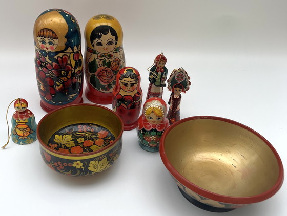 Image 1 of Ampia collezione di bambole matrioska d'epoca – bambole di legno dipinte a mano, circa anni '70/'80