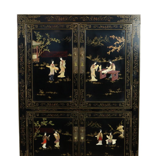 Vintage Chinese Bar Cupboard Black