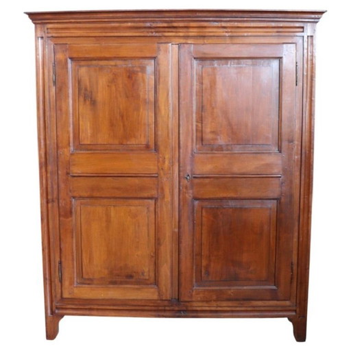 Ropero Antiguo de Madera Maciza de Álamo, Italia Principios del Siglo XIX