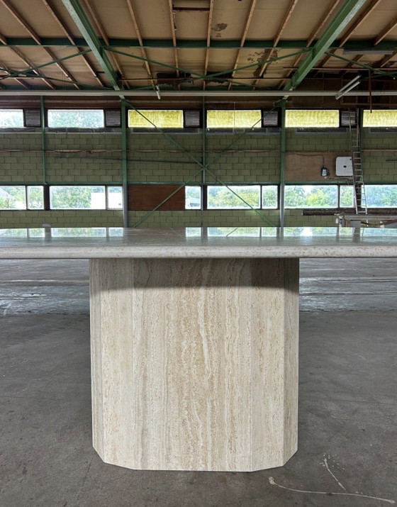 Image 1 of Large vintage Travertine dining table