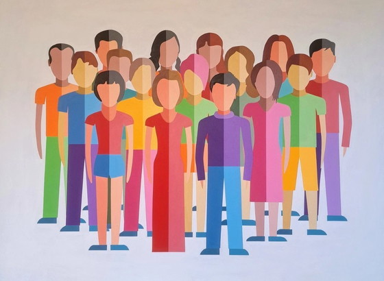 Image 1 of Colorful Modern Figurative Painting | 86 x 114 cm | Acrylic on MDF