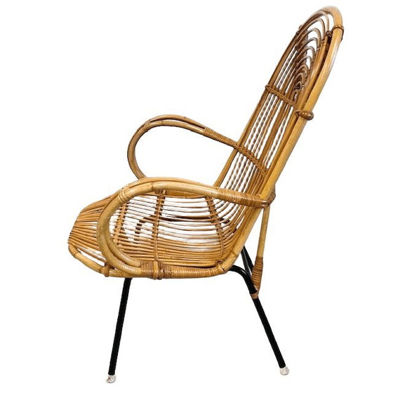 Image 1 of Fauteuil vintage Rohé Noordwolde en rotin du milieu du siècle 1950