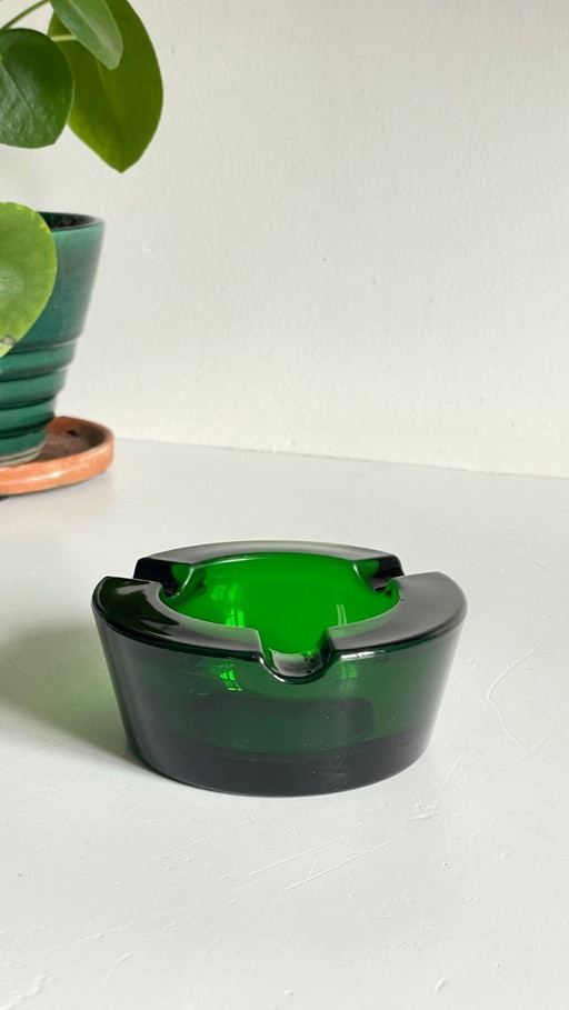 Vintage Green Glass Ashtray