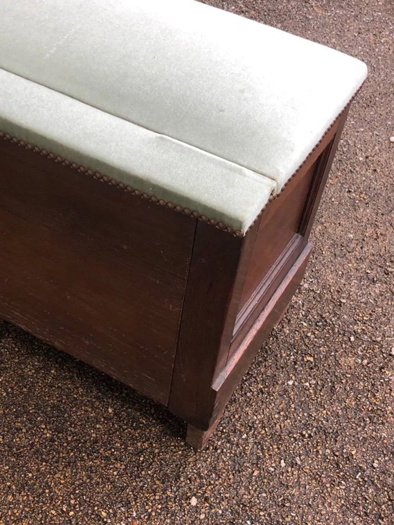 Image 1 of Antique wooden and tapestry chest