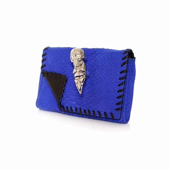 Image 1 of Maison Du Posh, pochette blu elettrico in pelle di serpente