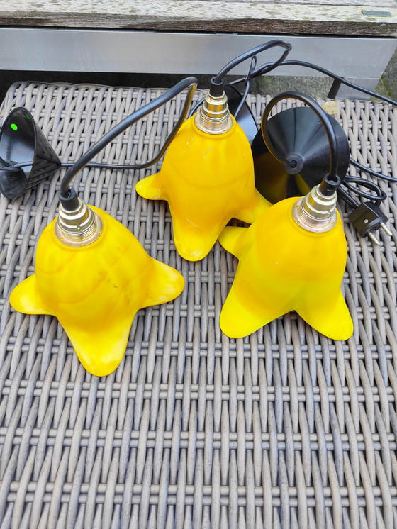 Image 1 of 3 bright Ochre yellow Pols Potten chalice ceiling lamps