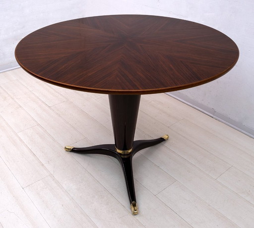 Attributed to Paolo Buffa Mid-Century Modern Italian Walnut Round Table, 1950s