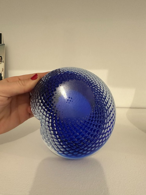 Image 1 of Vintage Murano stijl blauw geblazen glazen schaal
