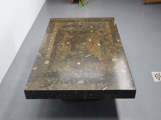 Vintage coffee table Laauser Natural stone fossil