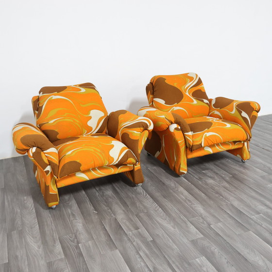 Image 1 of Guarnacci Padovano Vagnoni Paar 1-zits fauteuils Mod. Ionica-ontwerp jaren 70