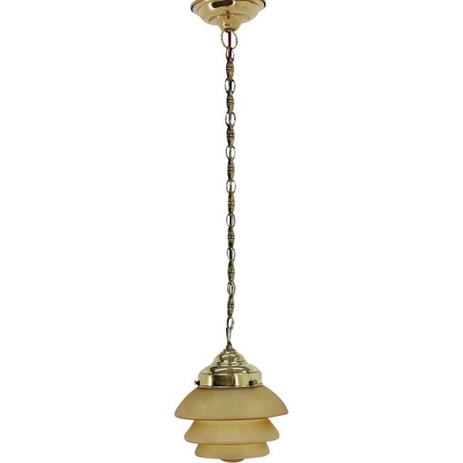 Lampada a sospensione art déco in ottone vintage, Repubblica Ceca, anni '30