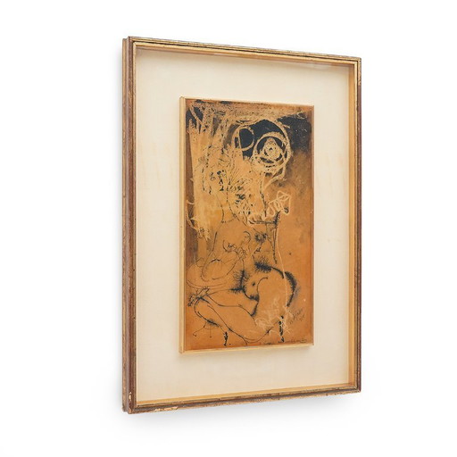 Giovanni Battista de Salvo, ink on masonite, 1950s