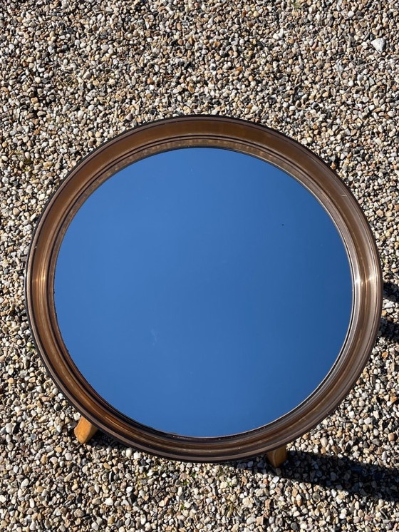 Image 1 of Mid-Century, Vintage, Rond Spiegel van Gerookt Acryl, Jaren 70