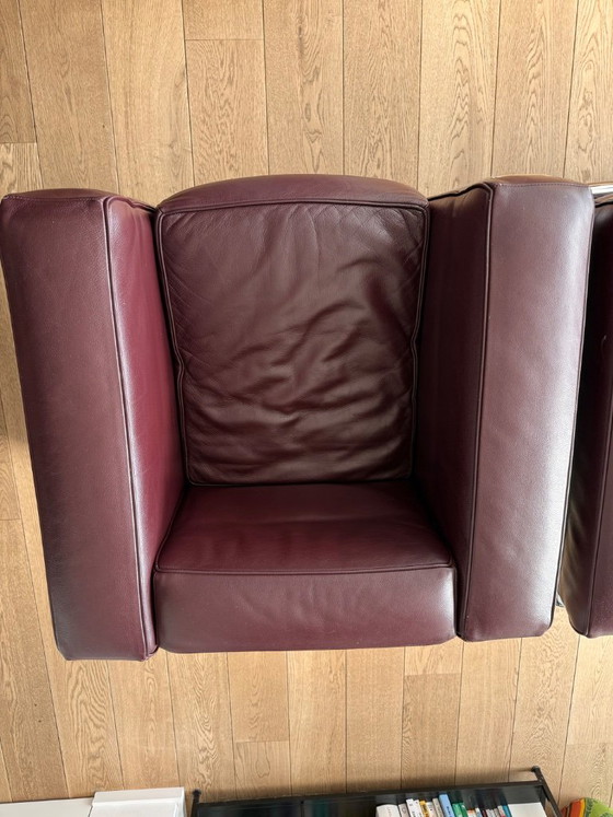 Authentic Pair Cassina LC2 – Le Corbusier – Bordeaux Leather – Chairs and lounge chairs, Chrome (photo 9 of 12)